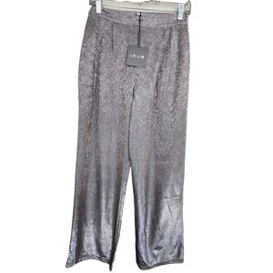 New! LE LIS Shimmer Pants Women's Silver Glitter Sparkle Shiny Party SZ S NWT